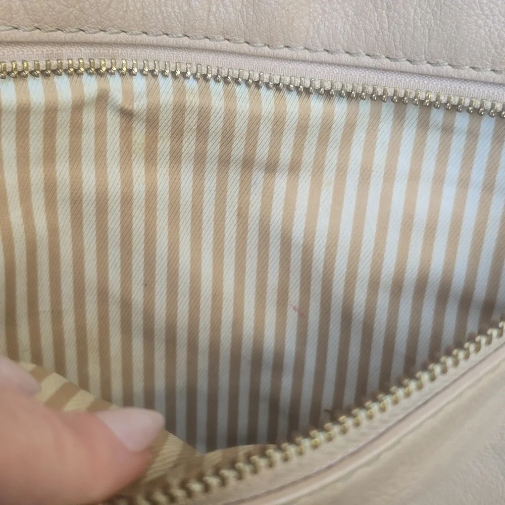 Vintage Kate Spade Beige Leather Shoulder Crossbody Street Bag tan